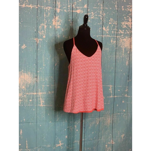 Banana Republic Orange Geometric Print Racer Back Blouse S - Picture 9 of 11